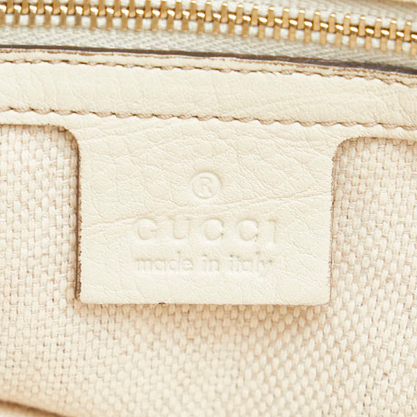 グッチ GGキャンバス バンブー ハンドバッグ 282317 ベージュ ホワイト キャンバス レザー レディース GUCCI 【中古】