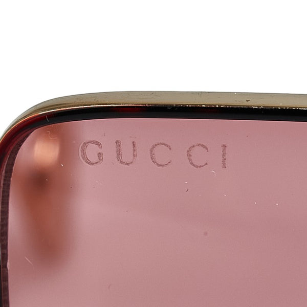 グッチ GGロゴ サングラス GG0436S 005 レッド ゴールド メッキ プラスチック メンズ GUCCI 【中古】