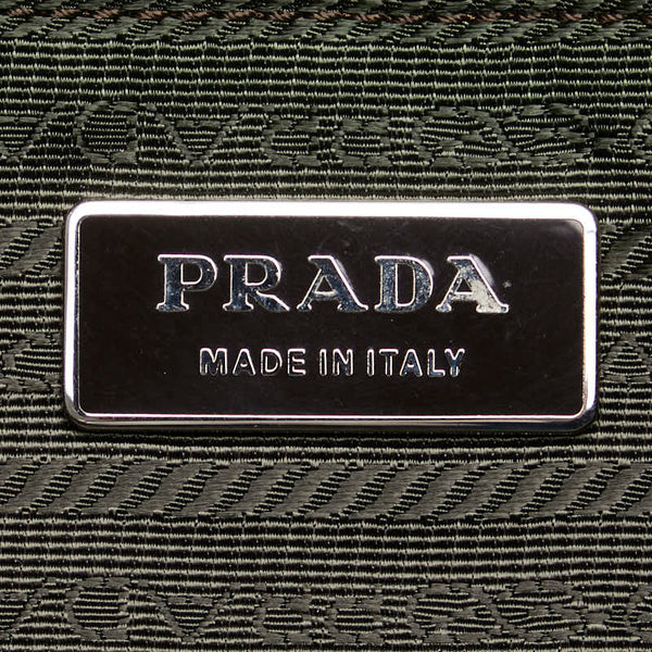 プラダ 三角ロゴプレート 斜め掛け ショルダーバッグ VA0768 カーキ ブラウン ナイロン レザー レディース PRADA 【中古】