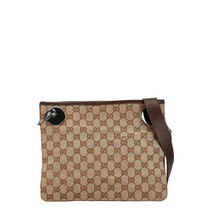 グッチ GGキャンバス 斜め掛け ショルダーバッグ 120841 ベージュ ブラウン キャンバス レザー レディース GUCCI 【中古】