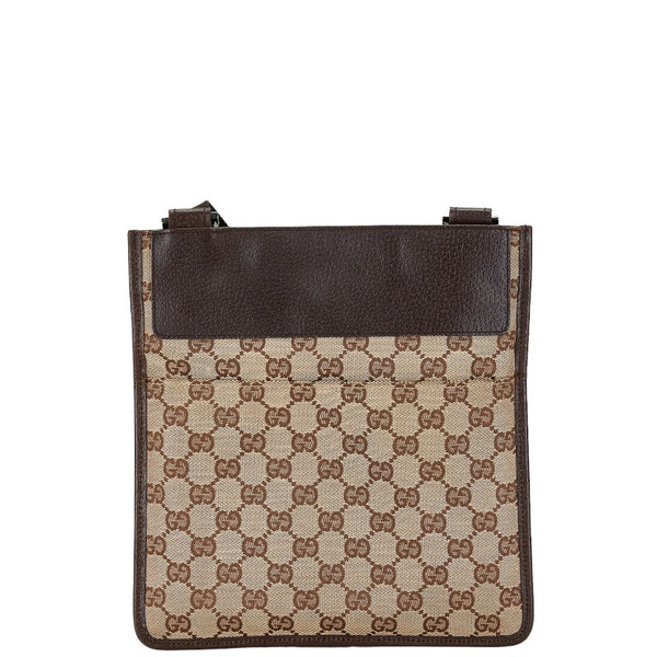 グッチ GGキャンバス 斜め掛け ショルダーバッグ 27639 ベージュ ブラウン キャンバス レザー レディース GUCCI 【中古】