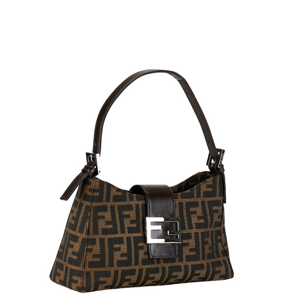 フェンディ ズッカ ワンショルダーバッグ ハンドバッグ ブラウン キャンバス レザー レディース FENDI 【中古】