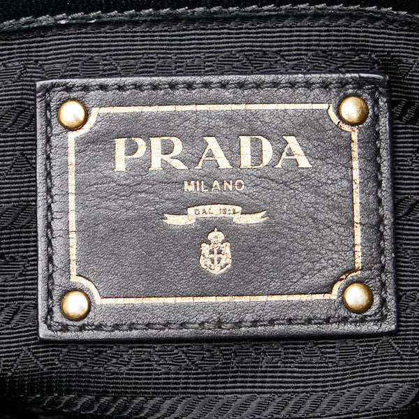 プラダ 三角ロゴプレート ハンドバッグ ショルダーバッグ２WAY ブラック ゴールド ナイロン レディース PRADA 【中古】