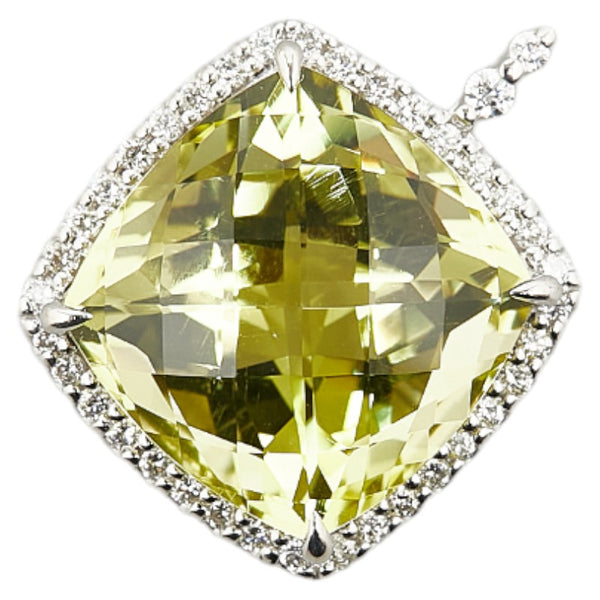 K18WG ホワイトゴールド クオーツ10.97ct ダイヤ0.30ct ペンダントトップ レディース 【中古】