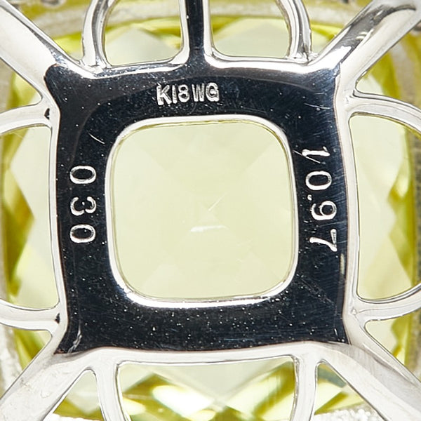 K18WG ホワイトゴールド クオーツ10.97ct ダイヤ0.30ct ペンダントトップ レディース 【中古】