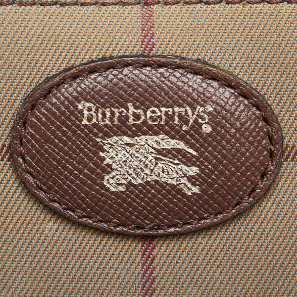 バーバリー チェック 斜め掛け ショルダーバッグ カーキ ブラウン キャンバス レザー レディース BURBERRY 【中古】