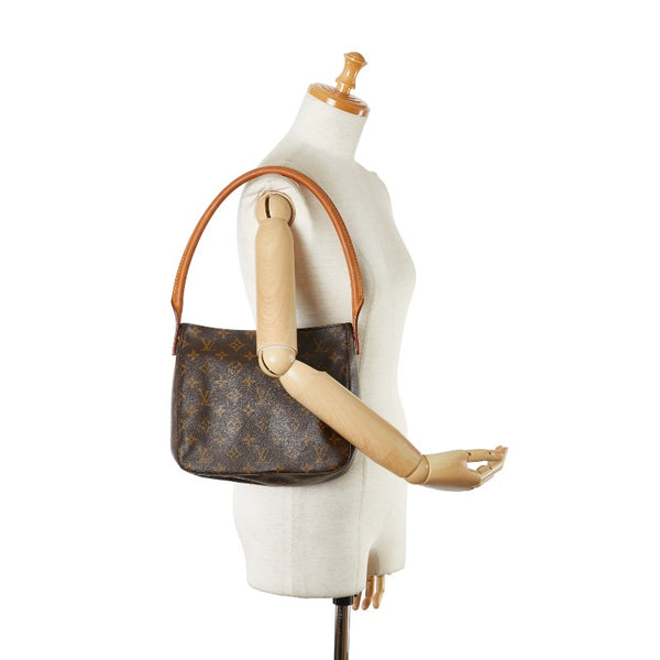 ルイ ヴィトン モノグラム ルーピングMM ショルダーバッグ ハンドバッグ M51146 ブラウン PVC レザー レディース LOUIS VUITTON 【中古】