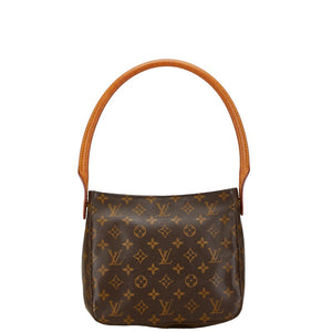 ルイ ヴィトン モノグラム ルーピングMM ショルダーバッグ ハンドバッグ M51146 ブラウン PVC レザー レディース LOUIS VUITTON 【中古】