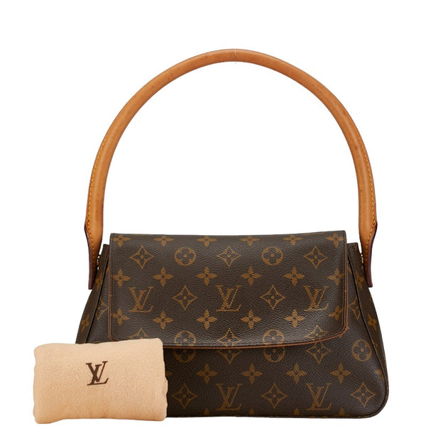 ルイ ヴィトン モノグラム ミニルーピング ショルダーバッグ ハンドバッグ M51147 ブラウン PVC レザー レディース LOUIS VUITTON 【中古】