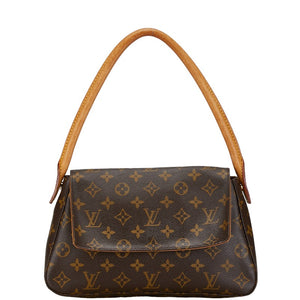 ルイ ヴィトン モノグラム ミニルーピング ショルダーバッグ ハンドバッグ M51147 ブラウン PVC レザー レディース LOUIS VUITTON 【中古】