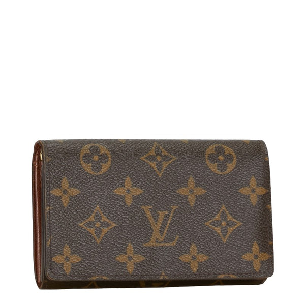 ルイ ヴィトン モノグラム ポルトフォイユ トレゾール 二つ折り財布 M61736 ブラウン PVC レザー レディース LOUIS VUITTON 【中古】