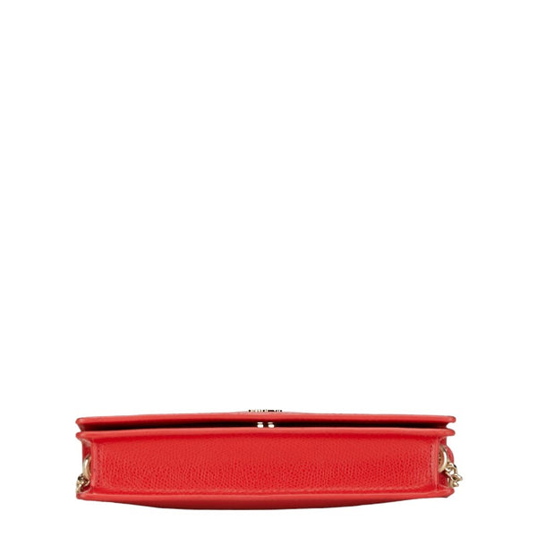 フルラ スクエア チェーン ショルダーバッグ レッド レザー レディース Furla 【中古】