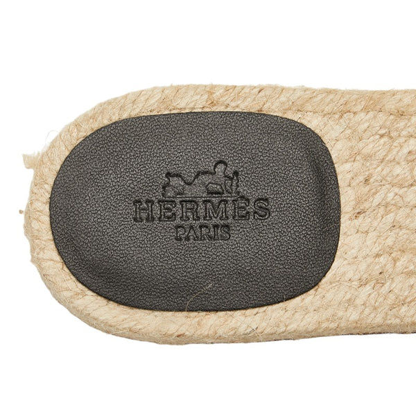 エルメス エスパドリーユ サンダル サイズ：38 ブラック レザー レディース HERMES 【中古】