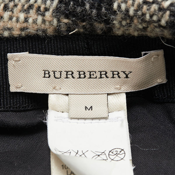 バーバリー チェック キャップ サイズ：M ベージュ マルチカラー ウール レザー レディース BURBERRY 【中古】