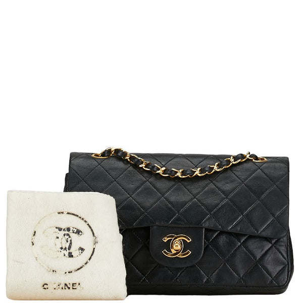 シャネル ココマーク ダブルフラップ マトラッセ チェーン ショルダーバッグ ブラック ゴールド レザー レディース CHANEL 【中古】