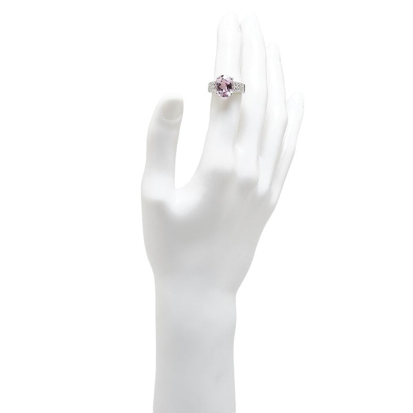 K18WG ホワイトゴールド クンツアイト5.91ct ダイヤ0.28ct リング 指輪 レディース 11.5号 【中古】