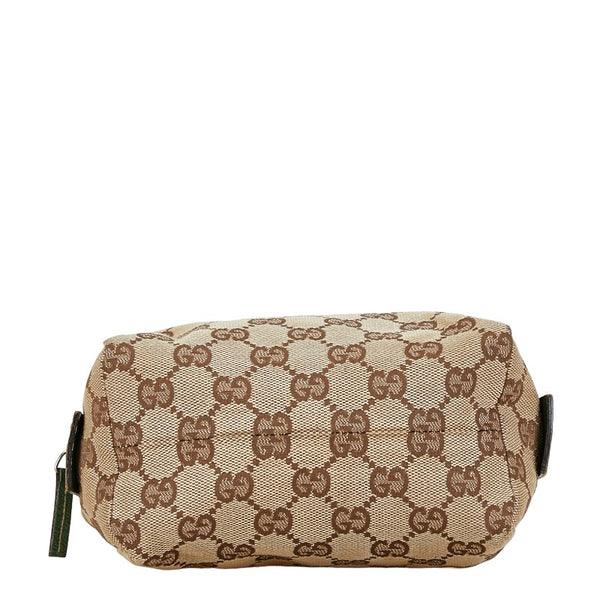 グッチ GGキャンバス ポーチ 29595 ベージュ グリーン キャンバス レザー レディース GUCCI 【中古】