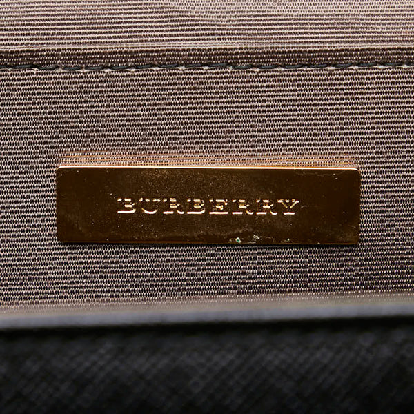 バーバリー ノバチェック ハンドバッグ ブラック レザー レディース BURBERRY 【中古】