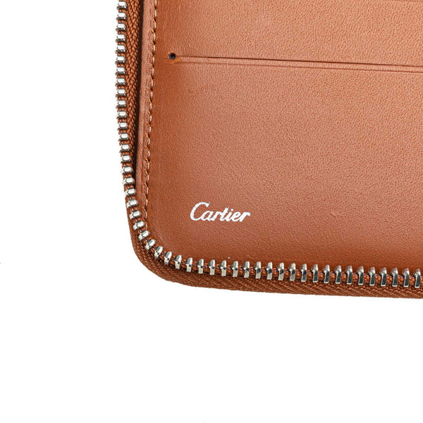 カルティエ ロゴ 長財布 トラベル ウォレット ブラウン レザー レディース CARTIER 【中古】