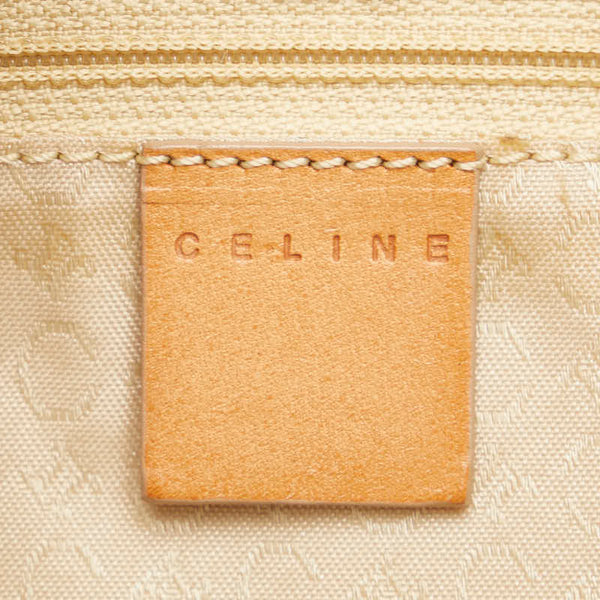 セリーヌ Cマカダム ハンドバッグ ホワイト ブラウン スウェット レザー レディース CELINE 【中古】