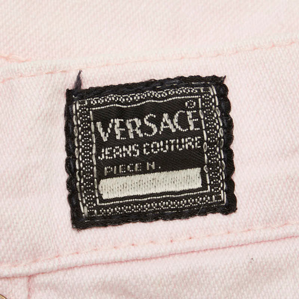 ヴェルサーチェ ストレートパンツ サイズ:28 ピンク コットン レディース VERSACE 【中古】