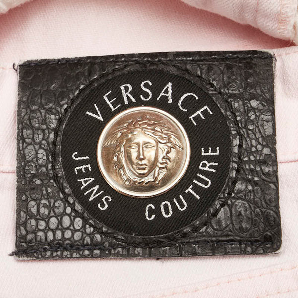 ヴェルサーチェ ストレートパンツ サイズ:28 ピンク コットン レディース VERSACE 【中古】