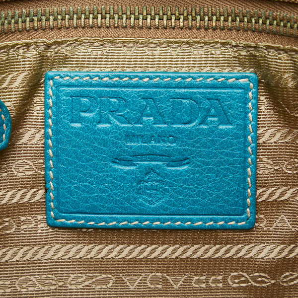 プラダ カナパ ハンドバッグ ショルダーバッグ 2WAY グリーン ベージュ キャンバス レザー レディース PRADA 【中古】