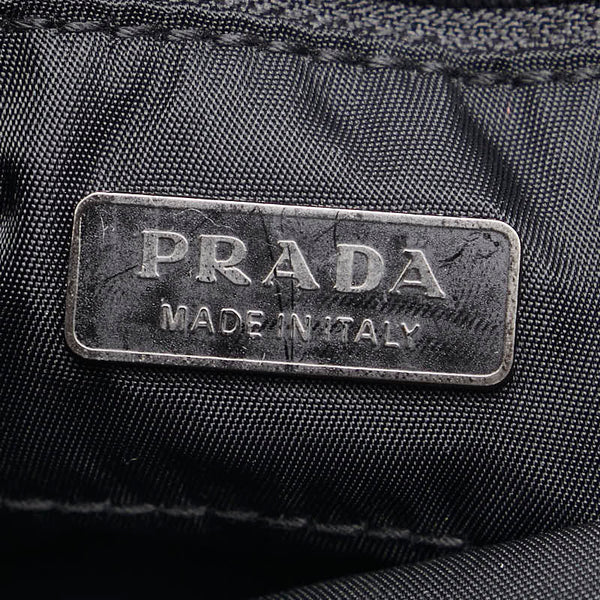 プラダ 三角ロゴプレート ハンドバッグ BN0332 ブラック ナイロン レザー レディース PRADA 【中古】