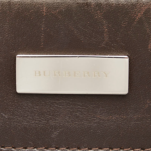 バーバリー ノバチェック ハンドバッグ トートバッグ ベージュ ブラウン キャンバス レザー レディース BURBERRY 【中古】