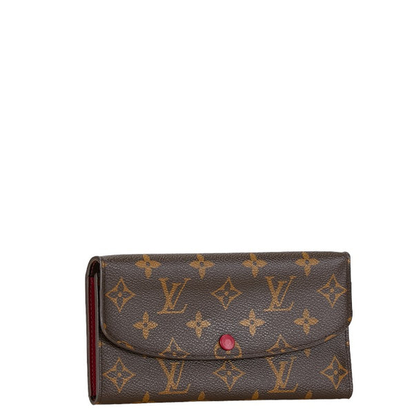 ルイ ヴィトン モノグラム ポルトフォイユ― エミリー 長財布 M60697 ブラウン ピンク PVC レザー レディース LOUIS VUITTON 【中古】