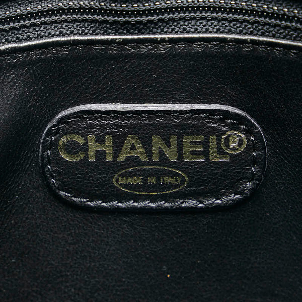 シャネル ロゴ ハンドバッグ トートバッグ ブラック レザー レディース CHANEL 【中古】