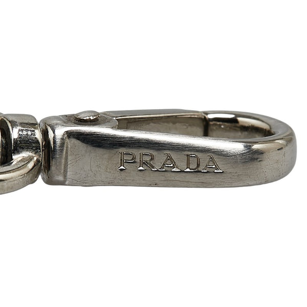 プラダ イニシャルF ビジュー  キーホルダー チャーム ブラック レザー サフィアーノ レディース PRADA 【中古】