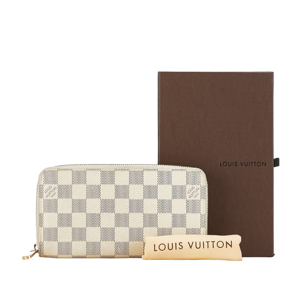 ルイ ヴィトン ダミエアズール ジッピーウォレット ラウンドファスナー 長財布 N60019 ホワイト PVC レディース LOUIS VUITTON 【中古】