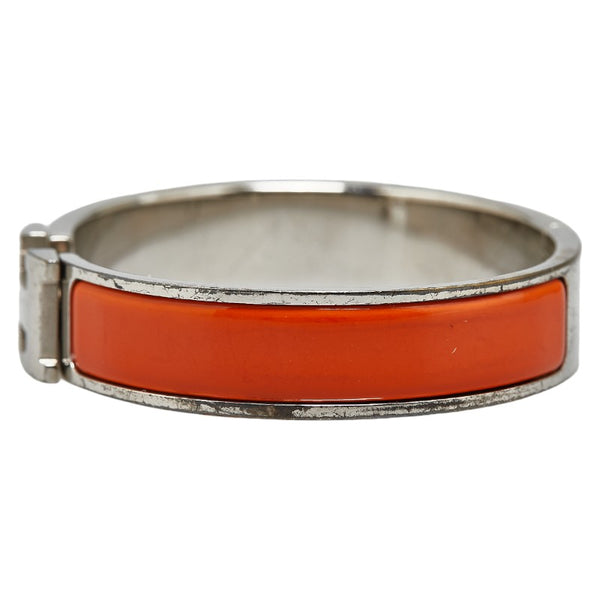 エルメス クリッククラックH PM バングル シルバー オレンジ メタル レディース HERMES 【中古】