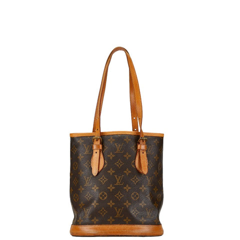 ルイ ヴィトン モノグラム プチ バケットPM トートバッグ ショルダーバッグ M42238 ブラウン PVC レザー レディース LOUIS VUITTON 【中古】