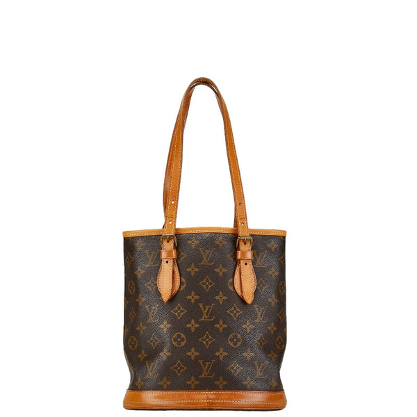 ルイ ヴィトン モノグラム プチ バケットPM トートバッグ ショルダーバッグ M42238 ブラウン PVC レザー レディース LOUIS VUITTON 【中古】