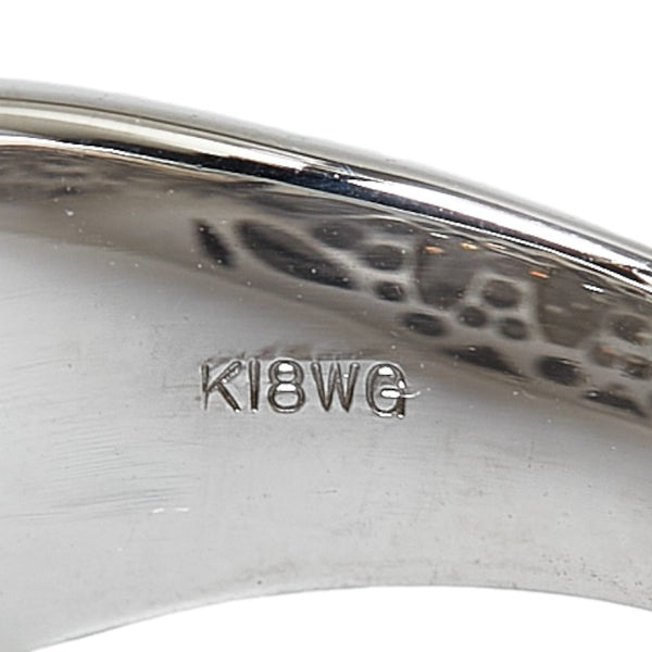 K18WG ホワイトゴールド ダイヤ0.44ct リーフ 葉 モチーフ リング 指輪 レディース 10.5号 【中古】