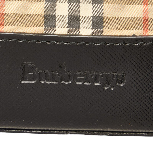 バーバリー ノバチェック シャドーホース ハンドバッグ トートバッグ ベージュ ブラック ナイロン レザー レディース BURBERRY 【中古】