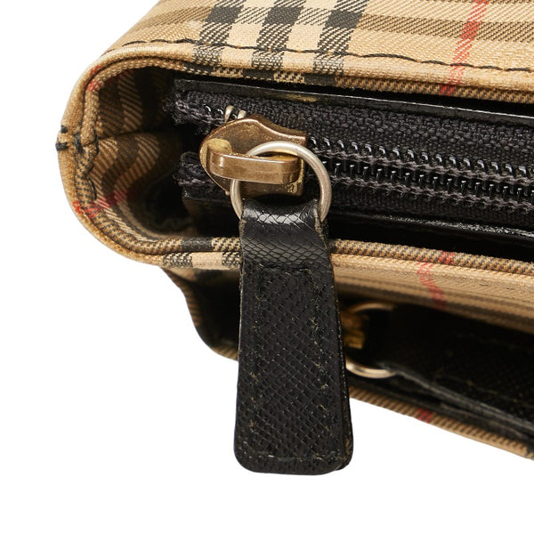 バーバリー ノバチェック シャドーホース ハンドバッグ トートバッグ ベージュ ブラック ナイロン レザー レディース BURBERRY 【中古】