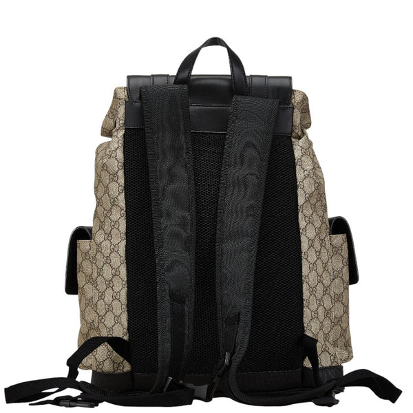 グッチ GGスプリーム リュック バックパック 450958 ベージュ ブラック キャンバス レザー レディース GUCCI 【中古】