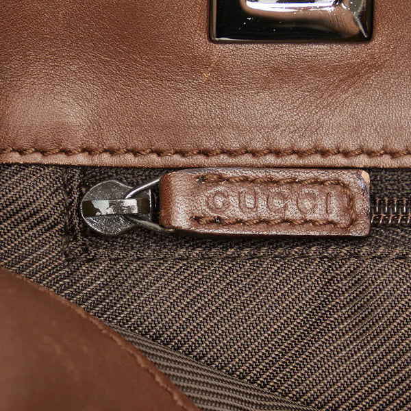 グッチ GGキャンバス ハンドバッグ トートバッグ 31244 ダークブラウン キャンバス レザー レディース GUCCI 【中古】