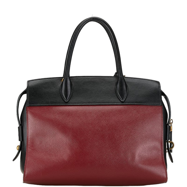 プラダ エスプラナード ハンドバッグ ショルダーバッグ 2WAY 1BA045 レッド ブラック レザー サフィアーノ レディース PRADA 【中古】