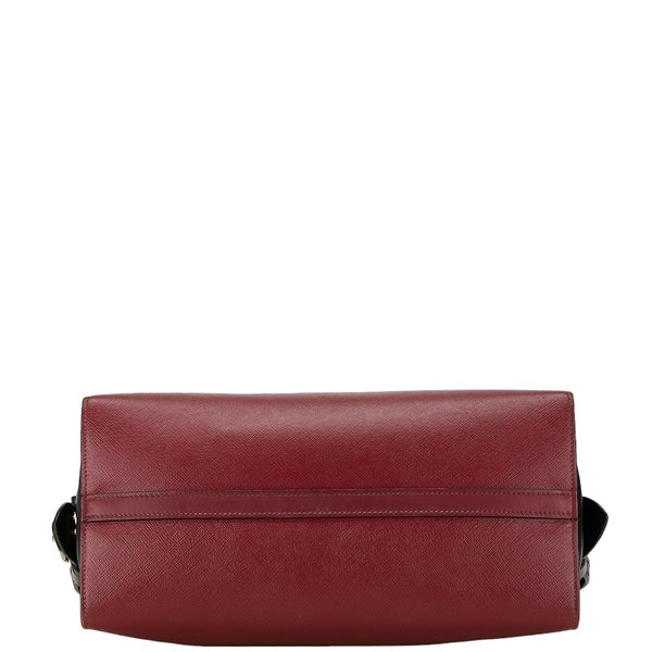 プラダ エスプラナード ハンドバッグ ショルダーバッグ 2WAY 1BA045 レッド ブラック レザー サフィアーノ レディース PRADA 【中古】