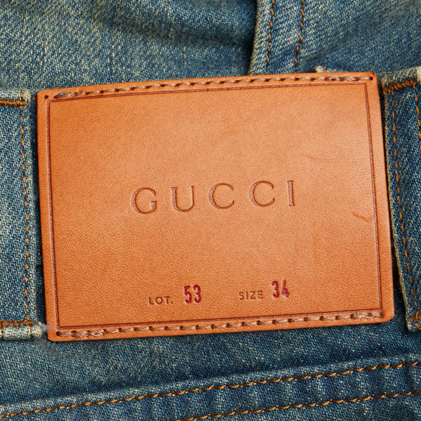 グッチ XD836 シンボルテーパード デニムパンツ 408637 ライトブルー マルチカラー コットン レディース GUCCI 【中古】