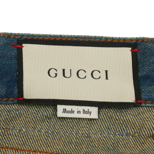 グッチ XD836 シンボルテーパード デニムパンツ 408637 ライトブルー マルチカラー コットン レディース GUCCI 【中古】