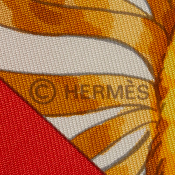 エルメス カレ90 フラワー ひまわり プリント スカーフ オレンジ マルチカラー シルク レディース HERMES 【中古】