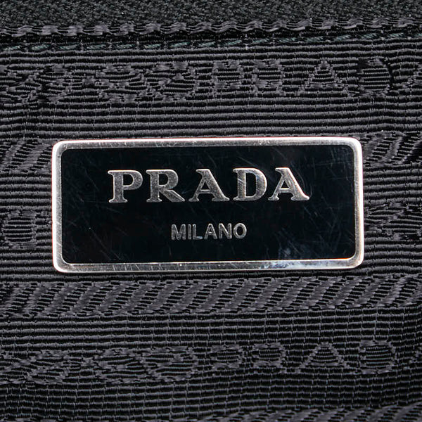 プラダ 三角ロゴプレート スタッズ トートバッグ ショルダーバッグ 2WAY 1BG212 ブラック ナイロン レザー レディース PRADA 【中古】