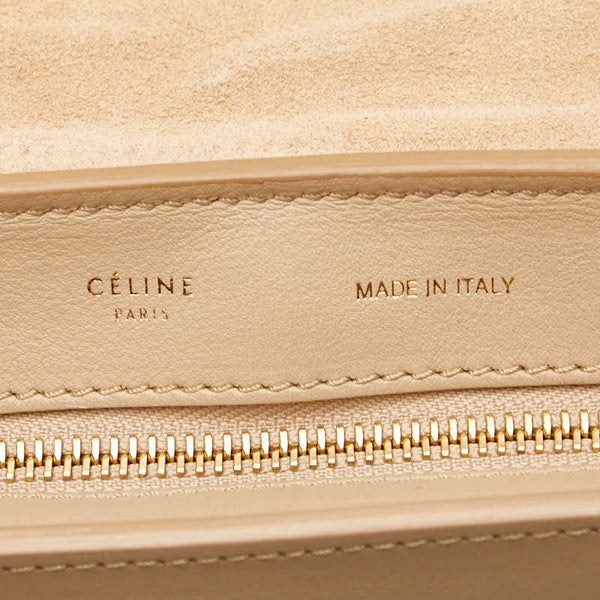 セリーヌ トラペーズ ミディアム ショルダーバッグ ベージュ ブラック レザー レディース CELINE 【中古】