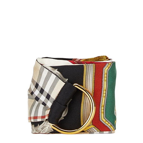 バーバリー ノバチェック シャドーホース ベルト ベージュ マルチカラー シルク レディース BURBERRY 【中古】