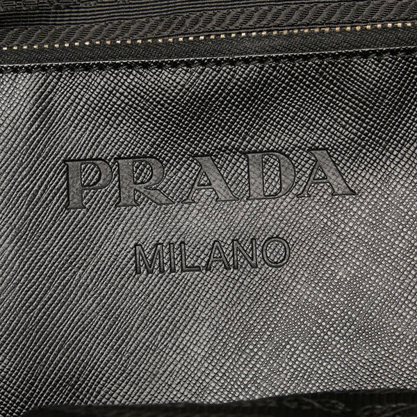 プラダ 三角ロゴプレート メタルスカル トートバッグ ショルダーバッグ ブラック ナイロン サフィアーノレザー レディース PRADA 【中古】